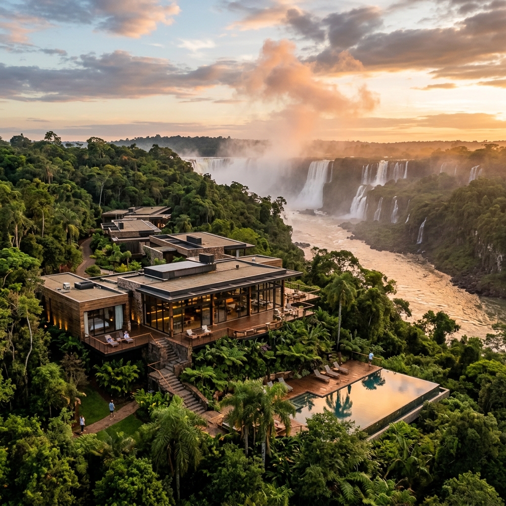 Editorial illustration inspired by Gran Meliá Iguazú
